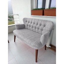 Azra Mobilya Ikili Balkon Koltugu - Kanepe - Keten Kumaş - Bekleme Koltugu-çay Seti Koltugu - Krem Krem