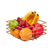 Rose Paslanmaz Sivri Köşeli Kare Meyve Sepeti - Çok Amaçlı Metal Rose