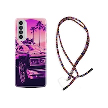 Oppo Reno 4 Pro Kılıf Rasta Boyun Askılı Mor Araba 17Mate10Lite Siyah