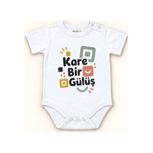 Babylimon Kare Bir Gülüş Beyaz Kısa Kollu Çıtçıtlı Bebek Zıbını Beyaz - Kare Bir Gülüş - 928161948 Beyaz - Kare Bir Gülüş
