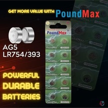 Poundmax 10 Adet Ag5 Lr754,393 1,5v Alkalin Düğme Pil