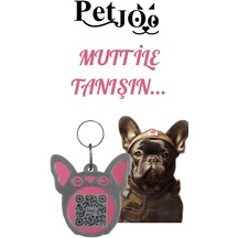 Petjoo 1.mutt Üst Renk Gri Alt Renk Pembe Qr'lı Köpek Künyesi