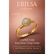 Sertifikalı Kalp Çakrası Denge Yüzüğü Jasper Taşı Ayarlanabilir Çok Renkli