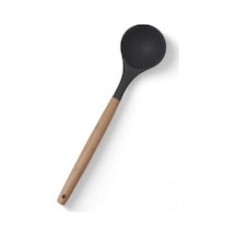 Bambu Saplı Silikon Kepçe, Bambu Uzun Silikon Çorba Ve Sos Kepçesi 27cm 3 Renk Seçenekli Siyah -