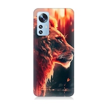 Xiaomi 12 Uyumlu Sarı Kırmızı Asil Aslan Desenli Silikon Kılıf