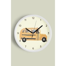 Soyut Hayvanlar Temalı Çocuk Odası Modern Duvar Saati - 42cm - Önü Camlı Beyaz Kasa Beyaz