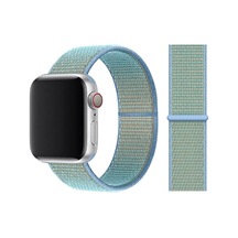 Apple Watch Tüm Serilere Uyumlu 42mm 44mm Hasır Dokuma Spor Loop Kordon, Corn Flower Açık Kahverengi