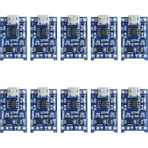Tp4056 Micro Usb 1s 3.7v Lipo, Li-ion Pil Bms Korumalı Şarj Devresi - 10 Adet