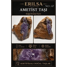 Sertifikalı Doğal Ametist Taşı Kristal Form Ham Kaya Parçası Urug