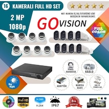 Go Vision 16'lı 2mp Ahd Güvenlik Kamera Seti Full Hd, Gece Görüşlü, Kayıt Cihazı Dahil 1 Tb