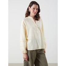 Lcwaıkıkı Classic Sarı Kaçık Yaka Oversize Bluz