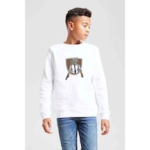 Tshirthane Pubg Soldier With Hand Gun Baskılı Unisex Çocuk Beyaz Sweatshirt