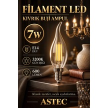 Astec E14 Filament Buji Ampul 7 Watt 3200k Gün Işığı Dekoratif Filament Led