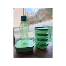 Bölmeli Beslenme Kutusu 550 Ml, Şişe 500 Ml Ve 4 Adet 300 Ml Şekerkap. Yeşil