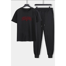 Uyguntarz Unisex Philadelphia Baskılı 2'li Eşofman Takımı Siyah