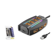 Hadron Hdx7036 Usb Gaming Rgb Hub 10 Port 480 Mbps 1.2 M Siyah