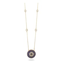 Kuyumcudukkani Zincirli"kenar Taşlı Nazar Boncuklu"kolye-37197-g-m Gold