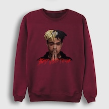 Presmono Unisex Forever Xxxtentacion Sweatshirt Bordo