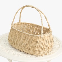 Doğal El Örgüsü Hasır Sepet Bohem Tarz Dekoratif Ve Çok Amaçlı Bej - Sarı