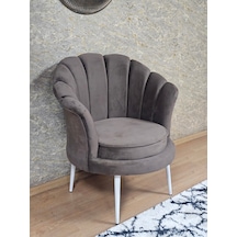 Zafir Tekli İstiridye Beyaz Boyalı Sivriltme Ayak Çay Seti Koltuk Tekli Berjer , Balkon, Salon, Ofis Kahverengi