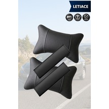 Letiace Uyumlu Siyah Set Deri Yastık Deri Kemer Koruyucu Lüks