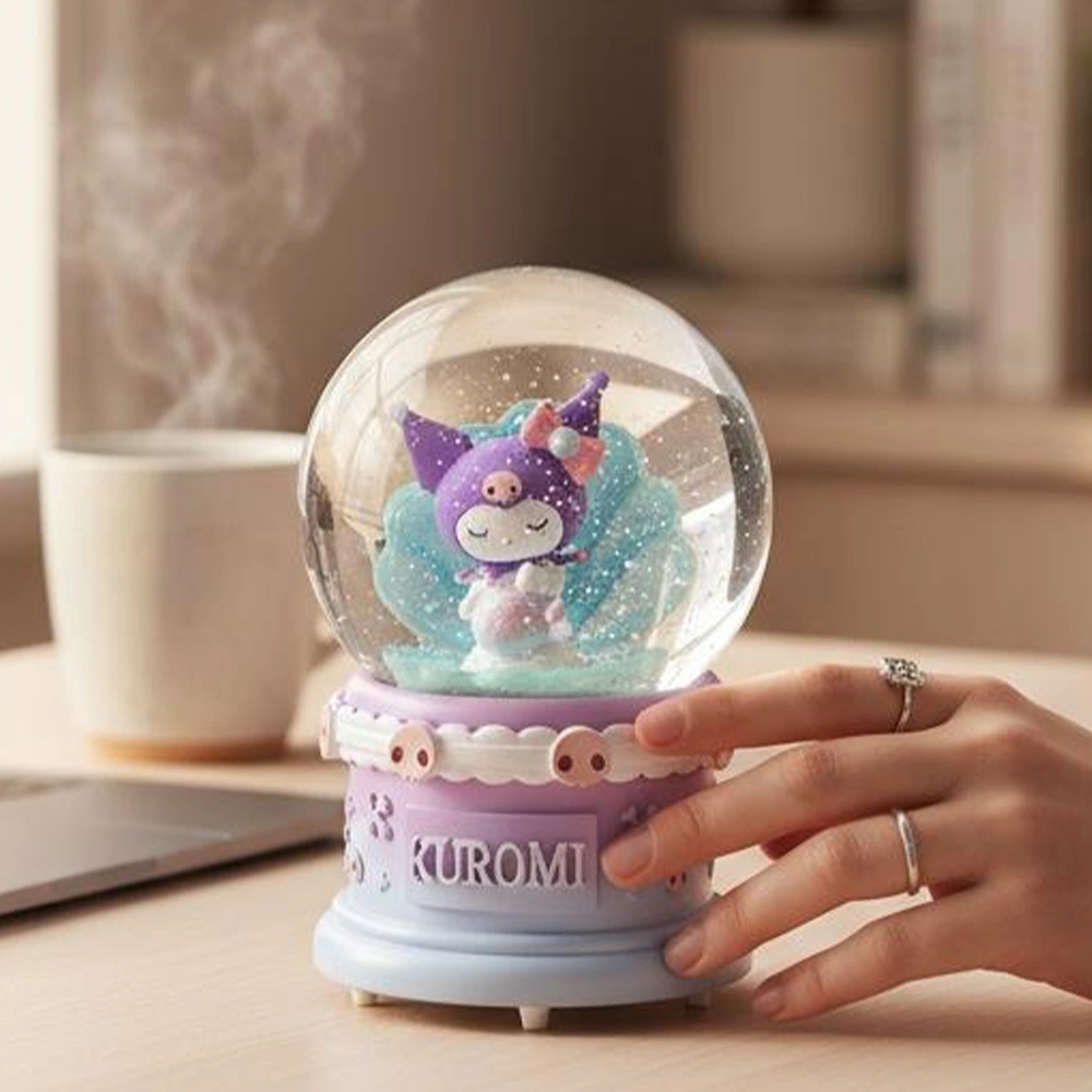 Kuromi Figürlü Büyük Boy Püskürtmeli Müzikli Işıklı Kar Küresi
