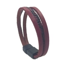 Unisex Mıknatıs Kilitli Deri Bileklik - Mkdb-43 Çok Renkli