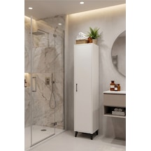 Alesta Life Tek Kapaklı 4 Raflı Mutfak Banyo Kiler Dolabı Çok Amaçlı Dolap Beyaz