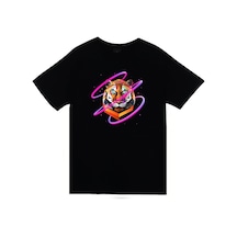 Aslan, Hayvan Baskılı Unisex %100 Pamuk Siyah T-shirt SIYAH
