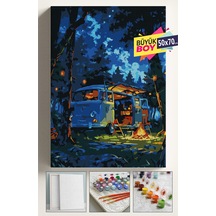 Sayılarla Boyama Seti Numaralı Tuval Fırça Boya Dahil Kasnaklı Set 50x70 Cm - Kamp
