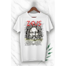 Flood Of Style Unısex Beyaz Mitoloji Heykel Zeus Baskılı Tişört