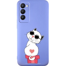 Tecno Camon 18 İle Uyumlu Coolcat Tasarımlı Lila Lansman Kılıf Çok Renkli