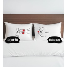 Bk Gift Kişiye Özel Sevgili Tasarımlı Pamuklu Yastık Kılıfı Ve Göz Bandı Çift Uyku Seti-8, Tasarım Ev Tekstili, Uyku Bandı, Ev Hediyesi
