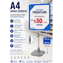 A4 Ayaklı Fiyat Etiketlik Teleskopik Borulu Çerçeve Etiketlik Yönlendirme Levhası Menü Panosu Mavi