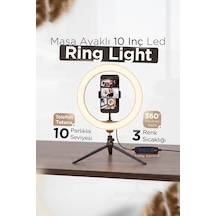 Ensiga Masa Ayaklı 10 Inç Led Ring Lıght Influencer Youtuber Tiktok Telefon Tutucu Makyaj Işığı