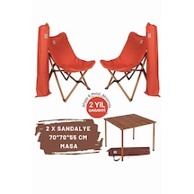 Bag The Joy Ahşap Masa Sandalye Seti Kahve-kiremit - 70 70 55c