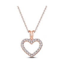 Kuyumcudukkani Beyaz Zirkon Taşlı Rose Kalp Kolye -20272-r-w Rose Gold