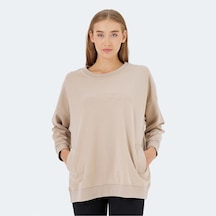 Slazenger VIKENTI SW Oversize Kadın Cepli Oversıze Bej Sweatshirt