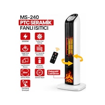Kumandalı Sıcak Dik Ptc Seramik Fanlı Isıtıcı Led Kontrol Ekran - Devrilme Emniyet 2000w Ms-240 Çok Renkli