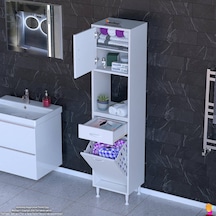 Modilayn Arda 40x173x32,5 Cm 1 Çekmece 1 Göz Sepetli Ve 3 Raf Akıllı Dolap İle Dağınıklığa Son Beyaz