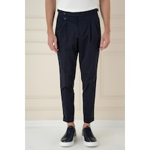 Efor Comfort Fit Beli Tokalı Çift Pileli Lacivert Jogger Pantolon P 1172 Lacivert