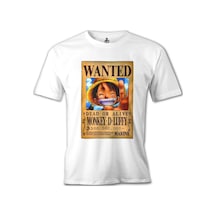 One Piece - Monkey D. Luffy Beyaz Erkek Tshirt