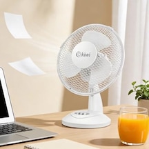 Masaüstü Vantilatör 23 Cm Fan Çapı, 3 Kademeli Hız Ayarlı, Salınım Fonksiyonlu, Sessiz Çalışan Kompakt Mini Fan, Ev Ofis Masa Üstü Kullanım İçin Beyaz Vantilatör .