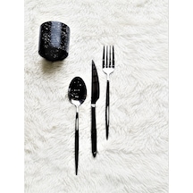 Hira Istanbul Siyah Titanyum 18 Parça Kaşık Çatal Bıçak Takımı Siyah