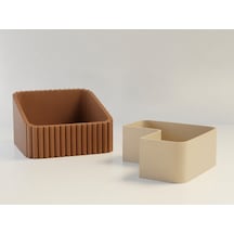 Bezos 3d Baskı Fıstık Kasesi - Çift Hazneli Kabuk Ayırıcı Sunum Kasesi - Kahverengi Bej Erdotıca Kahverengi - Bej