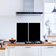 Saban 2'Li 30X52 CM Düz Siyah Desenli Cam Kesim Tablası ve Ocak Koruma