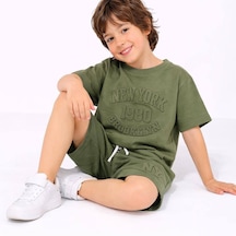 Miniko Kids Erkek Çocuk Kabartma Modelli Pamuk Şortlu Takım Yeşil