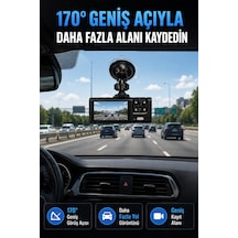 Wifi Destekli Araç İçi Kamera Çift Kameralı Full Hd 1080p 170 Geniş Açılı Araç Kayıt Kamerası - Lisinya