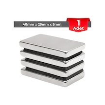 1 Adet Neodyum Mıknatıs Boy: 40mm En: 25mm Kalınlık: 5mm 40x25x5 Ndfeb Güçlü Mıknatıs