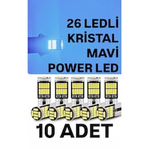 T10 Led 26 Ledli 10 Adet W5w Metal Ultra Power Buz Mavi Kristal Mavi Park Plaka Tavan Ampulü